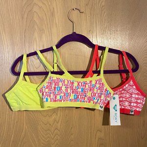 3 Pack Roxy Girl Cotton Bralettes Kids Large